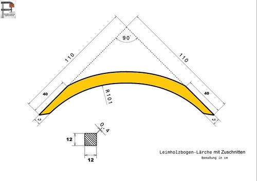 Lärche 12x12 leimholzbogen - lärche,